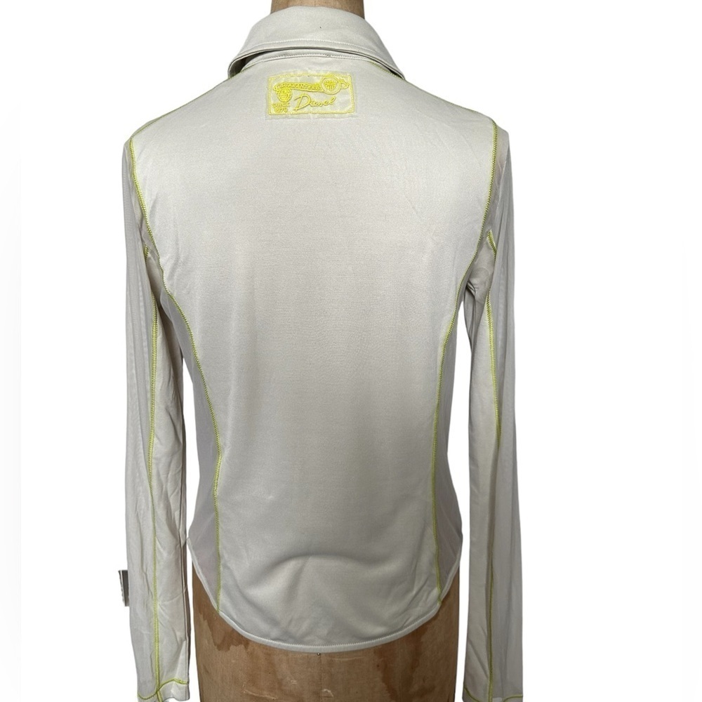 Diesel T-Noxa modal long sleeve button up blouse slim with mesh inserts size L - Picture 8 of 13